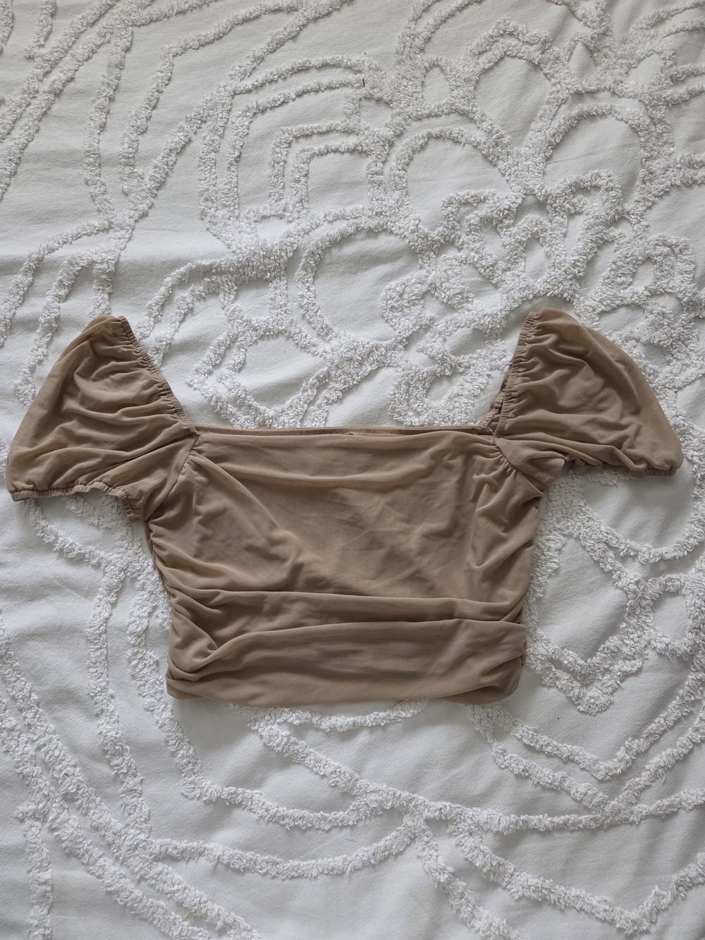 Princess Polly Puff Sleeve Square Neck Crop Top - Taupe